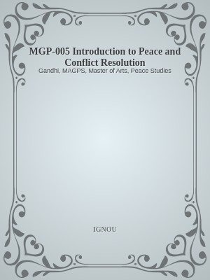 MGP-005 Introduction to Peace and Conflict Resolution